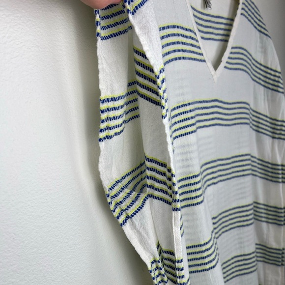 JCrew Tunic Womens Small Blue Yellow White Striped Oversized Beach Breezy Preppy - Picture 4 of 7